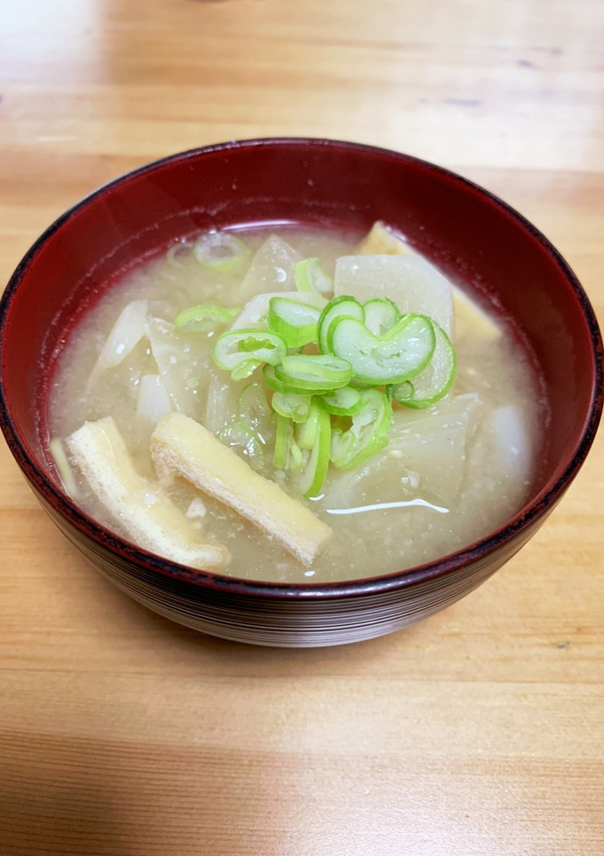 味噌汁　かぶと油揚げと長葱-レシピのメイン写真