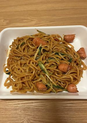 包丁使いません水菜とウインナーの焼きそば-レシピのメイン写真