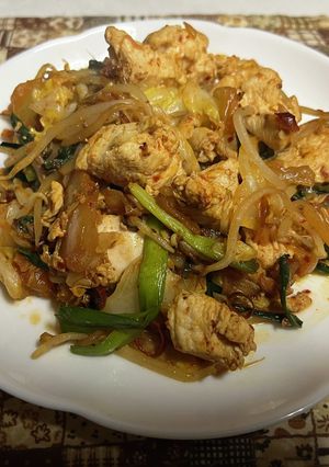 菜の花鶏キムチ野菜炒め-レシピのメイン写真