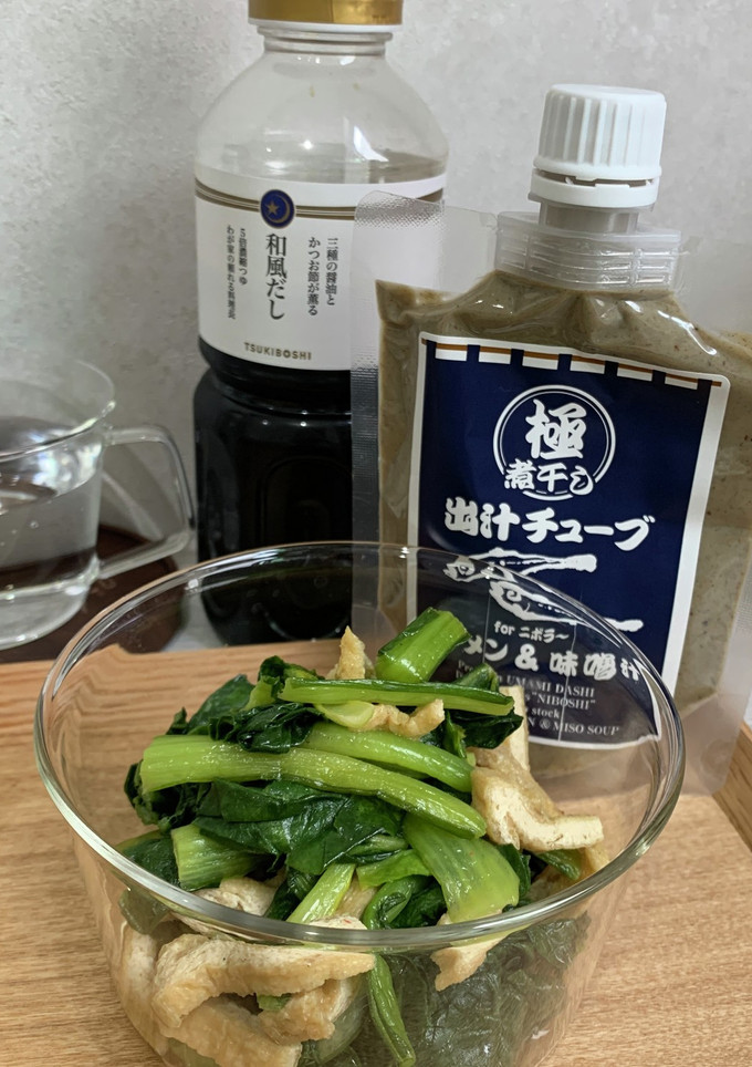 レンジで♪小松菜と油揚げの炊いたん風-レシピのメイン写真
