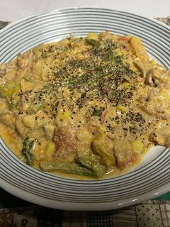 菜の花と豚肉の豆乳トマト煮-レシピのメイン写真