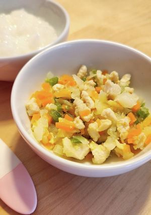 【離乳食中期】鶏むね肉と野菜の炊いたん-レシピのメイン写真