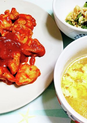 鶏モモ肉1枚で主菜、副菜、スープ-レシピのメイン写真