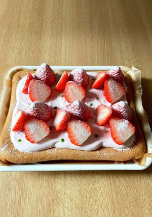 ホーローバットで、シフォン苺ケーキ-レシピのメイン写真