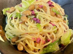 茅乃舎野菜だし★即席パスタ　納豆と柴漬け-レシピのメイン写真