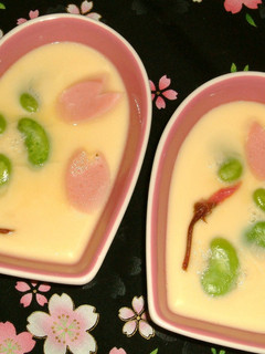 お花見✿桜と空豆の 簡単茶碗蒸し✿-レシピのメイン写真