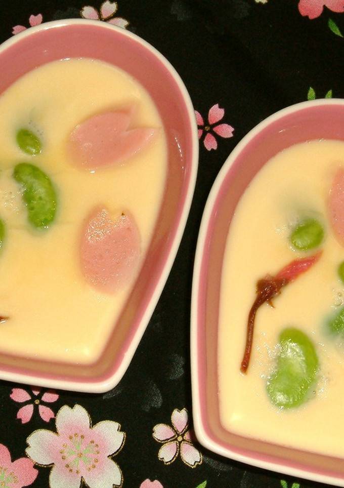 お花見✿桜と空豆の　簡単茶碗蒸し✿-レシピのメイン写真