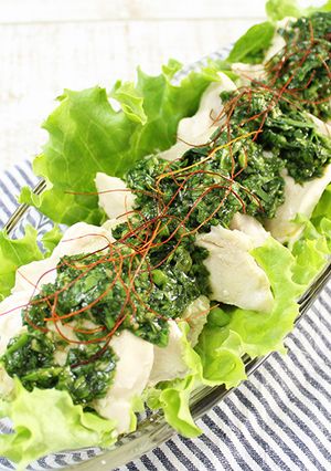 ［低糖質］レンジで蒸し鶏のニラソースがけ-レシピのメイン写真
