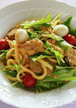 ツナと水菜の冷製うどん【うずら.com】-レシピのメイン写真