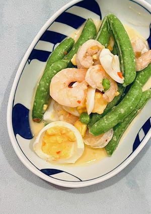 スナップエンドウと海老とたまごのチリマヨ-レシピのメイン写真