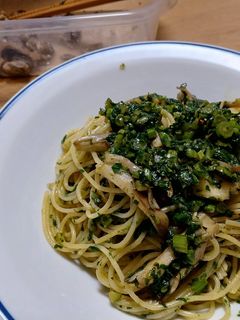 春菊のジェノベーゼ風パスタ-レシピのメイン写真
