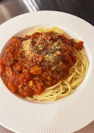 鯖の味噌煮缶でトマトソースパスタ-レシピのメイン写真