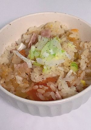 とまとと玉ねぎのイタリアン風炊き込みご飯-レシピのメイン写真