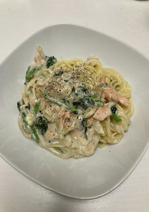 鮭とほうれん草のチーズクリームパスタ-レシピのメイン写真