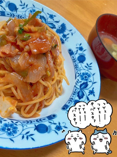 野菜たっぷりナポリタンと野菜スープ-レシピのメイン写真