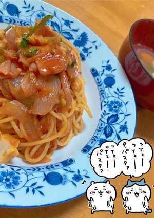 野菜たっぷりナポリタンと野菜スープ-レシピのメイン写真