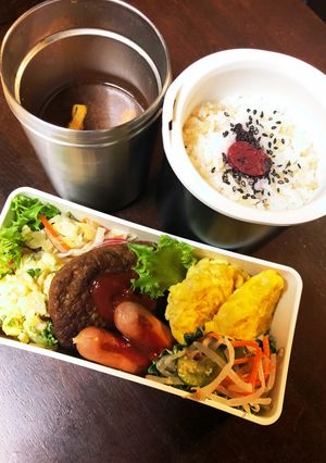 ☆ハンバーグ定食弁当☆味噌汁付き-レシピのメイン写真