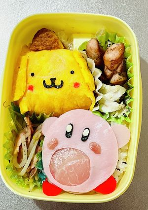 ポムポムプリンとカービィのキャラ弁当-レシピのメイン写真