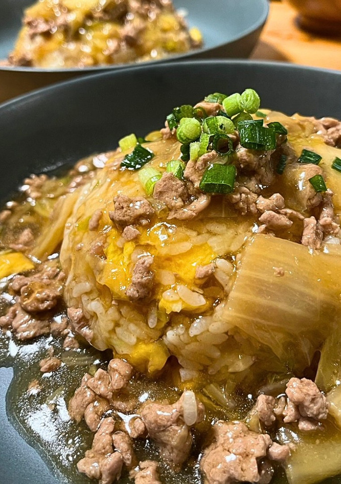 熱々とろウマ白菜とそぼろのあんかけ肉炒飯-レシピのメイン写真
