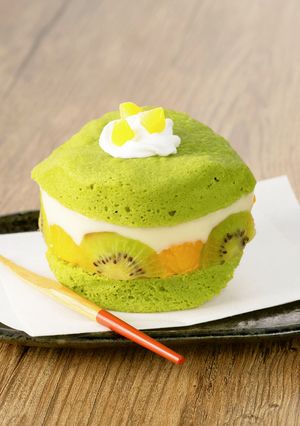 みるく寒天サンド抹茶蒸しパン（豆乳使用）-レシピのメイン写真