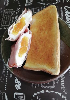 お弁当や朝食に◎レンジで簡単ハムエッグ-レシピのメイン写真