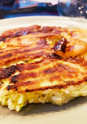 小麦粉からフライパンで作るお好み焼き-レシピのメイン写真