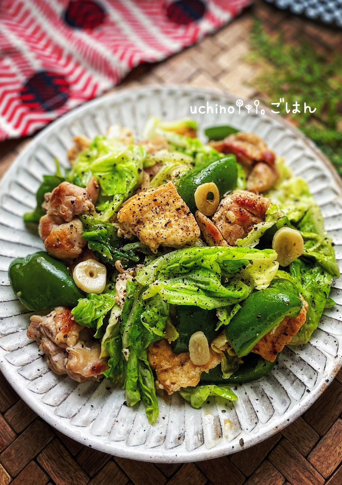鶏肉と厚揚げとキャベツのガリバタ醤油炒め-レシピのメイン写真
