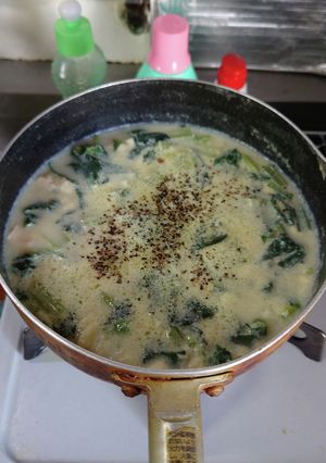 ヨウサマの減塩ANA風朝食小松菜スープ-レシピのメイン写真