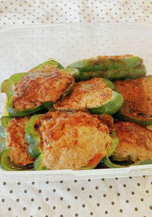 お弁当に!簡単ピーマンの肉詰め(卵不要)-レシピのメイン写真