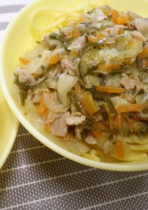 塩こぶと豚肉のスープスパゲッティ-レシピのメイン写真