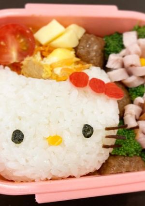 キャラ弁♡キティ　のり切りが苦手な方必見-レシピのメイン写真