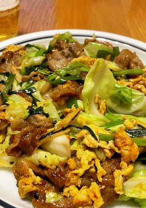 豚コマとニラの炒め物-レシピのメイン写真