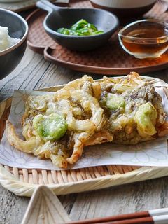 新玉ねぎとそら豆のもずくかき揚げ-レシピのメイン写真