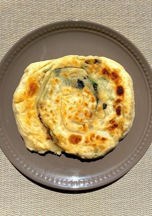 米粉でほうれん草と搾菜のお焼き-レシピのメイン写真