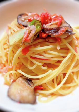 椎茸と干し海老のトマトクリームパスタ-レシピのメイン写真