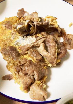 豚薄切り肉の卵とじ-レシピのメイン写真