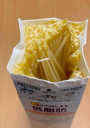 時短パスタの茹で方☆牛乳パックでつけ置き-レシピのメイン写真