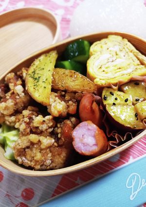 ボツボツ少なめ！天かす衣の唐揚げ弁当♪-レシピのメイン写真