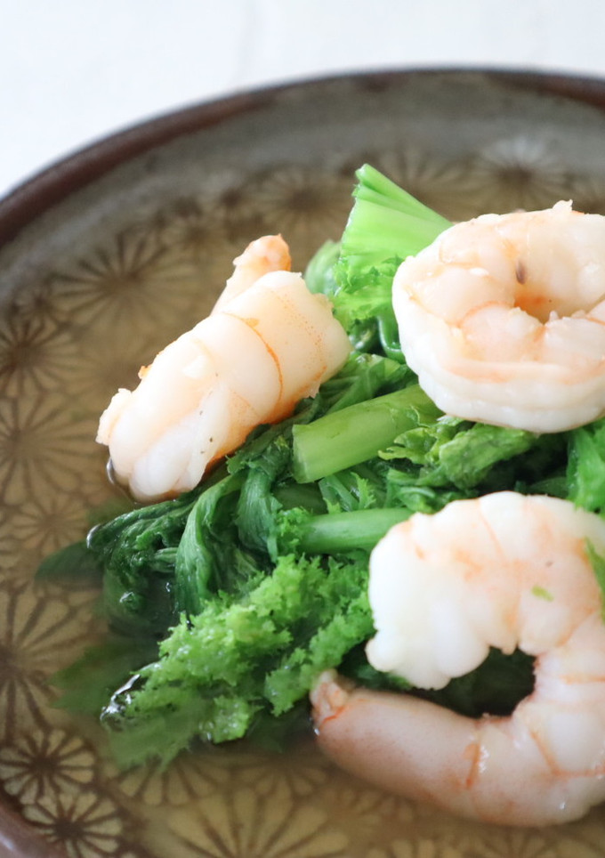 エビとわさび菜のサッと煮-レシピのメイン写真