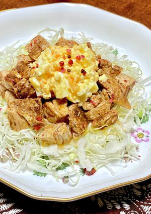 マヨたまケイジャンチキンのサラダ-レシピのメイン写真