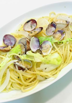 新玉ねぎと春キャベツのボンゴレパスタ-レシピのメイン写真
