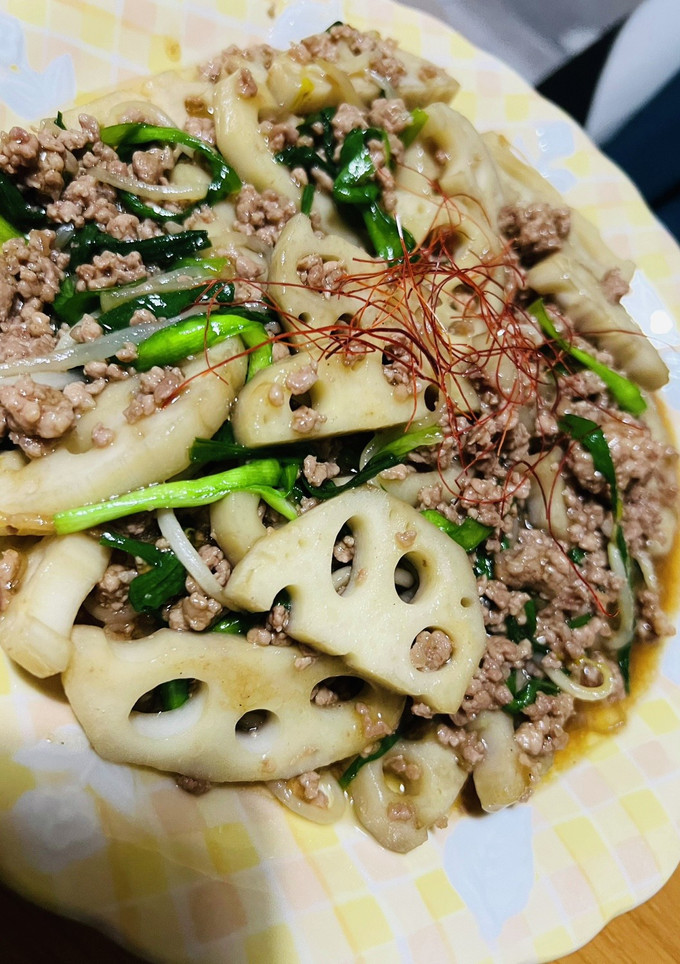 簡単！時短！蓮根挽肉の甘辛炒め♡-レシピのメイン写真