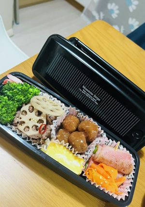 高校生男子弁当 牛肉蓮根-レシピのメイン写真