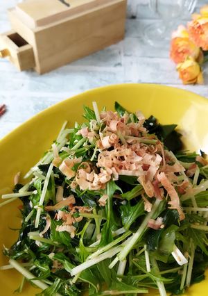 時間がたってもおいしい水菜とツナのサラダ-レシピのメイン写真