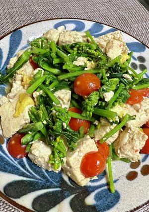 菜の花と豆腐の彩りオイスターソース炒め-レシピのメイン写真