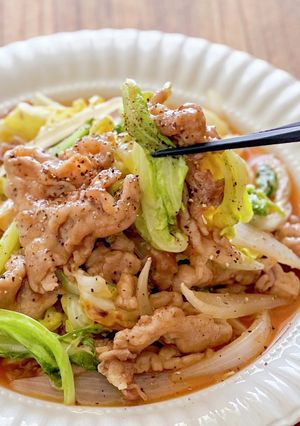 【楽めし】豚肉と春キャベツの炒め-レシピのメイン写真
