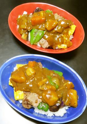 焼き野菜とステーキのトッピング激辛カレー-レシピのメイン写真