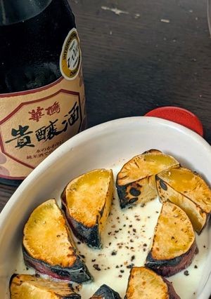 焼き芋のキャラメリゼ 生クリームソース-レシピのメイン写真