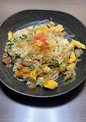 豆苗を使ってそうめんチャンプルー♪-レシピのメイン写真