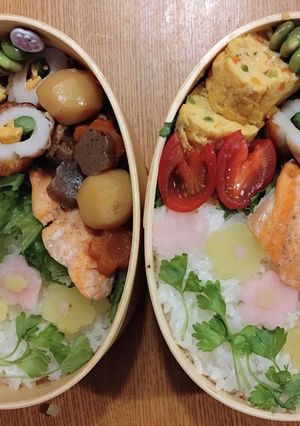 曲げわっぱ高校生親子弁当-レシピのメイン写真